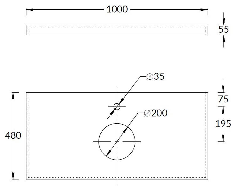 Kerama Marazzi Canaletto Столешница для накладных раковин 99,6x47,8x5,9h см, серый CN100.SG560702R