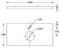 Kerama Marazzi Canaletto Столешница для накладных раковин 99,6x47,8x5,9h см, серый CN100.SG560702R