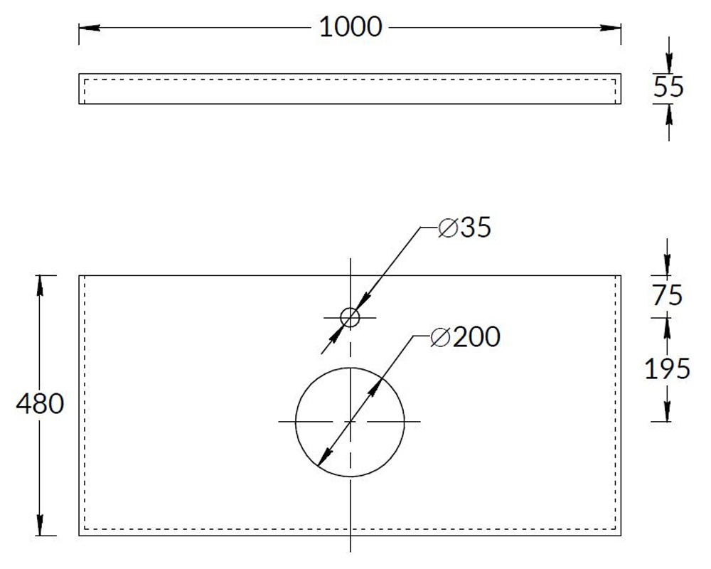 Kerama Marazzi Canaletto Столешница для накладных раковин 100x48x5,5h см, бежевый CN100.SG560400R