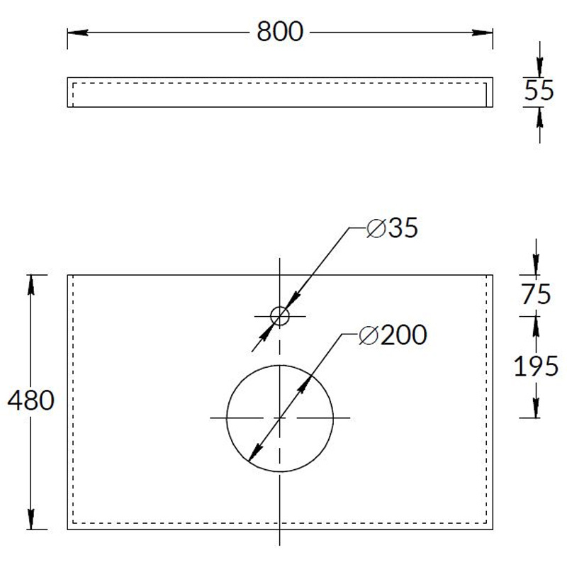 Kerama Marazzi Canaletto Столешница для накладных раковин 80x48x5,5h см, цвет: беж CN80.SG560400R