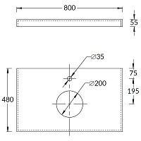 Kerama Marazzi Canaletto Столешница для накладных раковин 80x48x5,5h см, цвет: беж CN80.SG560400R