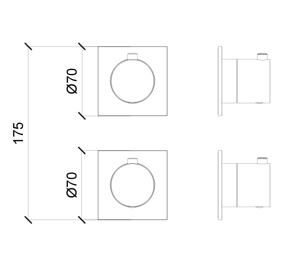 Almar Modular Square Термостат для душа, внешняя часть на 2 потребителя, цвет: matt black E180182.MB