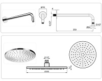 Almar Round Душевой комплект настенный: верхний и ручной душ, держатель 35 см, вывод, цвет: chrome E221008.CR