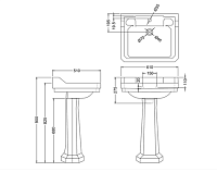 Burlington Edwardian Раковина подвесная 61х51 см, перелив, 1 отв. под смеситель, цвет: белый глянец B5 1TH