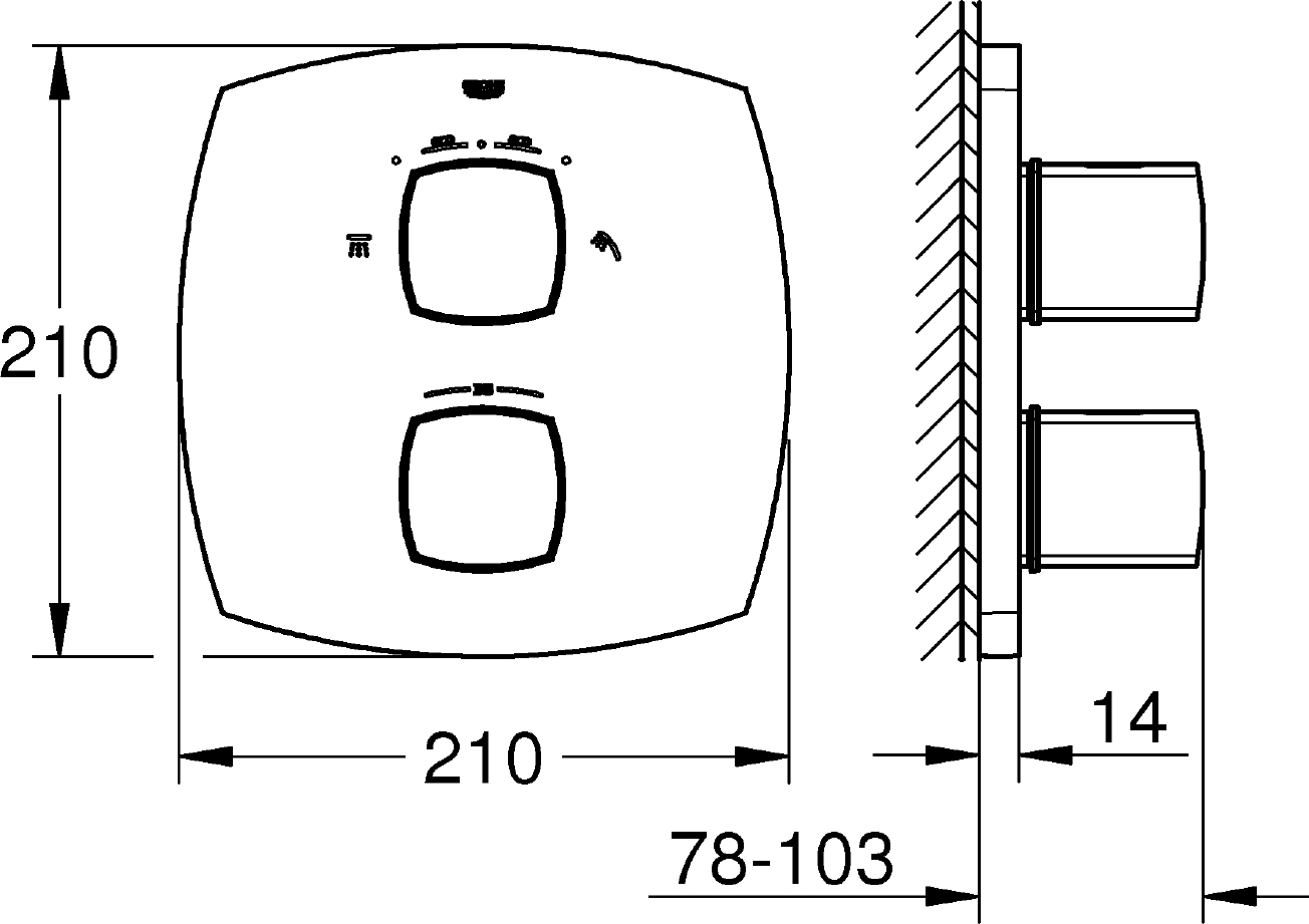 Grohe Grandera Термостатический смеситель для душа встраиваемый, цвет: хром/золото 19937IG0