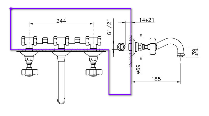Nicolazzi Doccia Внутренняя часть смесителя для раковины на 3 отверстия, c картриджами DX+DX C2177DX