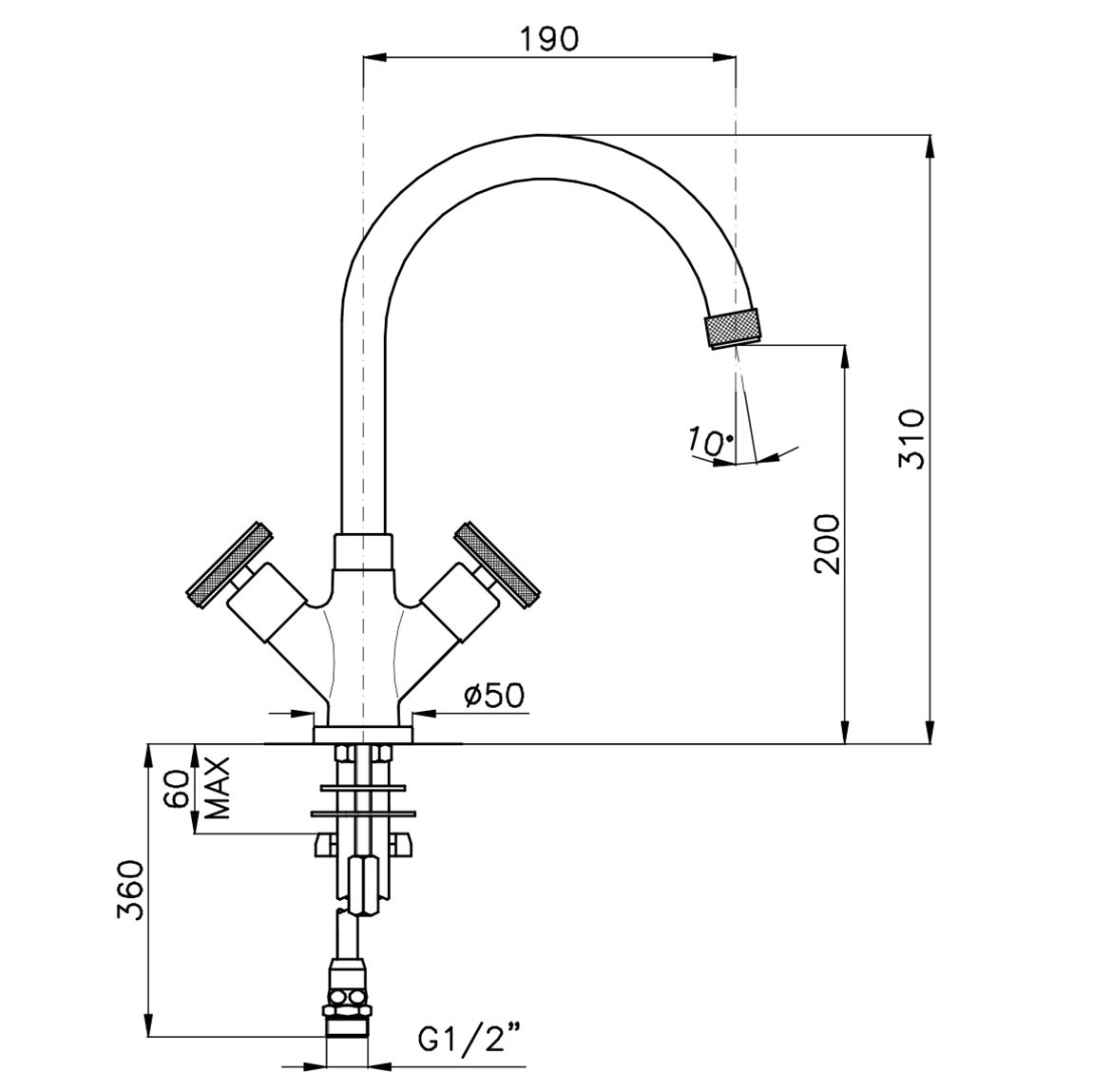 Nicolazzi Arena Смеситель для раковины двухвентильный на 1 отверстие, цвет: хром 3306CR44