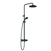 Kludi Logo Душевая стойка: ручной душ 3 вида струи, шланг, верхний душ 24,5 см, цвет: черный 6808239-00