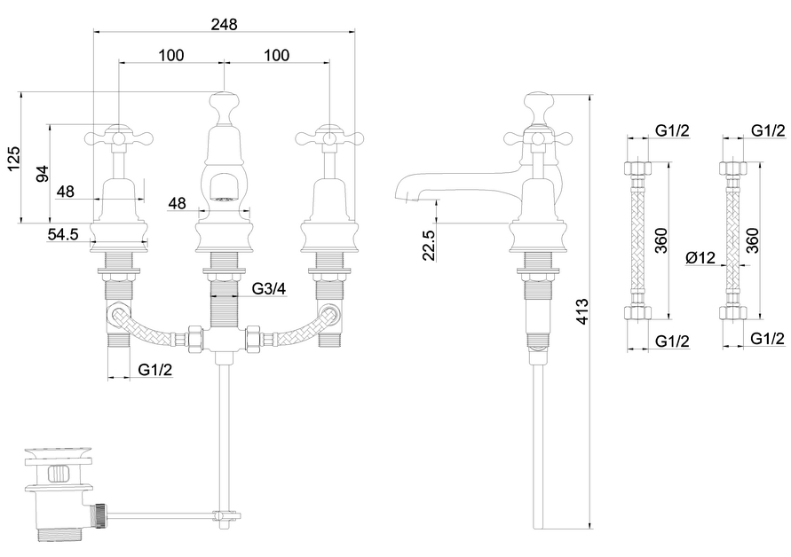Burlington Regent Основание для крана, цвет: хром глянцевый T4B