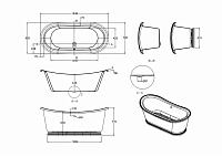 Burlington Admiral Акриловая ванна отдельностоящая 164х70,5 см, перелив по центру, цвет: белый глянц ET5C
