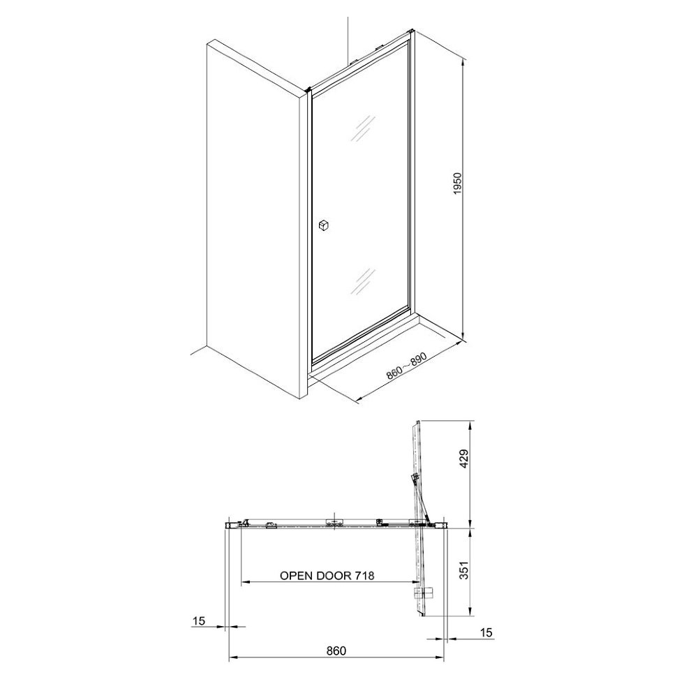 Burlington Infold Душевая дверь 90х195h см, цвет профиля хром глянцевый/ цвет стекла прозрачное CAIDSC0900
