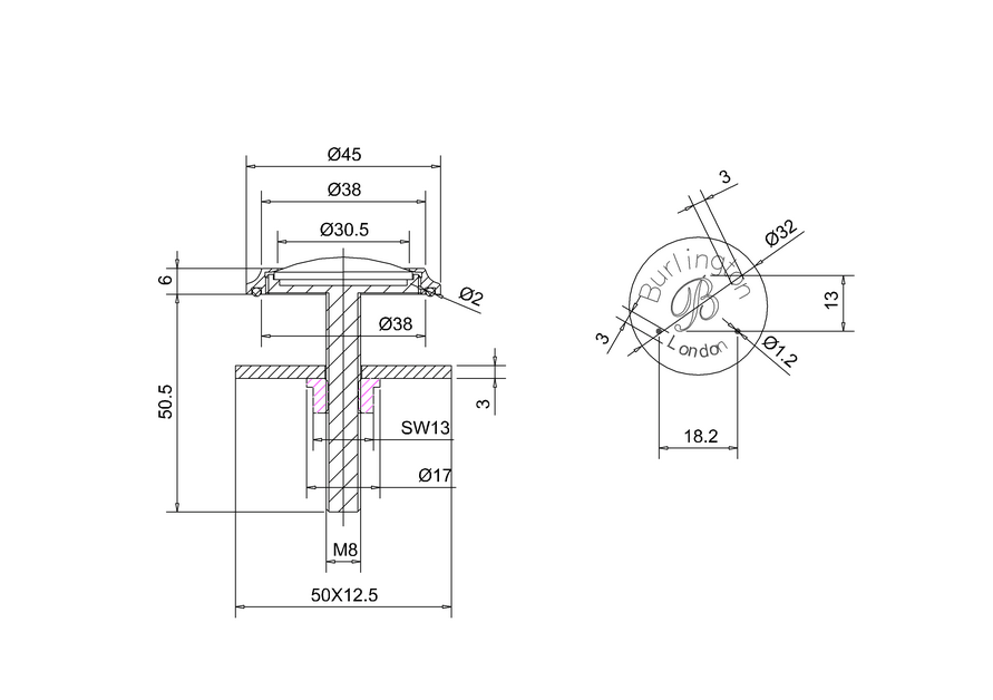 Burlington Декоративная накладка на отверстие в раковине, цвет: хром глянцевый A49 CHR