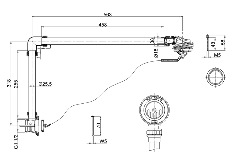 Burlington Слив-перелив для ванны универсальный с пробкой и цепочкой, цвет: хром глянцевый W4/CW4/W5/CW5