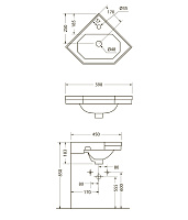 Burlington Раковина подвесная 59,8х45 см, с переливом, 1 отвер. под смеситель, цвет: белый глянцевый B10