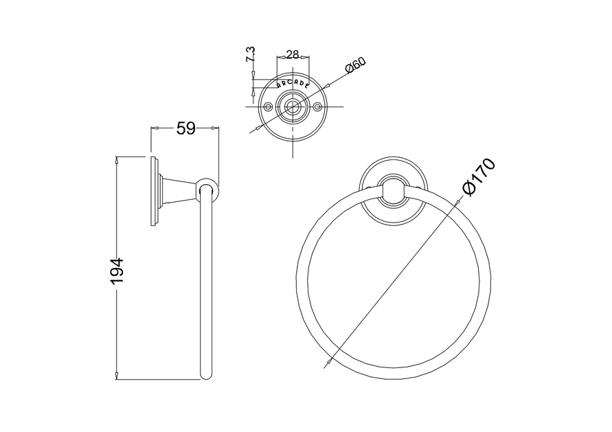 Burlington Arcade Полотенцедержатель круглый d17 см, подвесной, цвет: хром глянцевый ARCA3 CHR