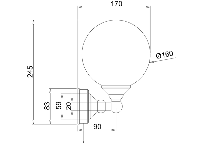 Burlington Светильник настенный с плафоном и шнуровым выключателем, цвет: хром глянцевый T50
