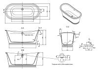 Burlington Balthazar Ванна отдельностоящая 167,5х78,1 см, перелив по центру, цвет: белый/хром глянец N25CS