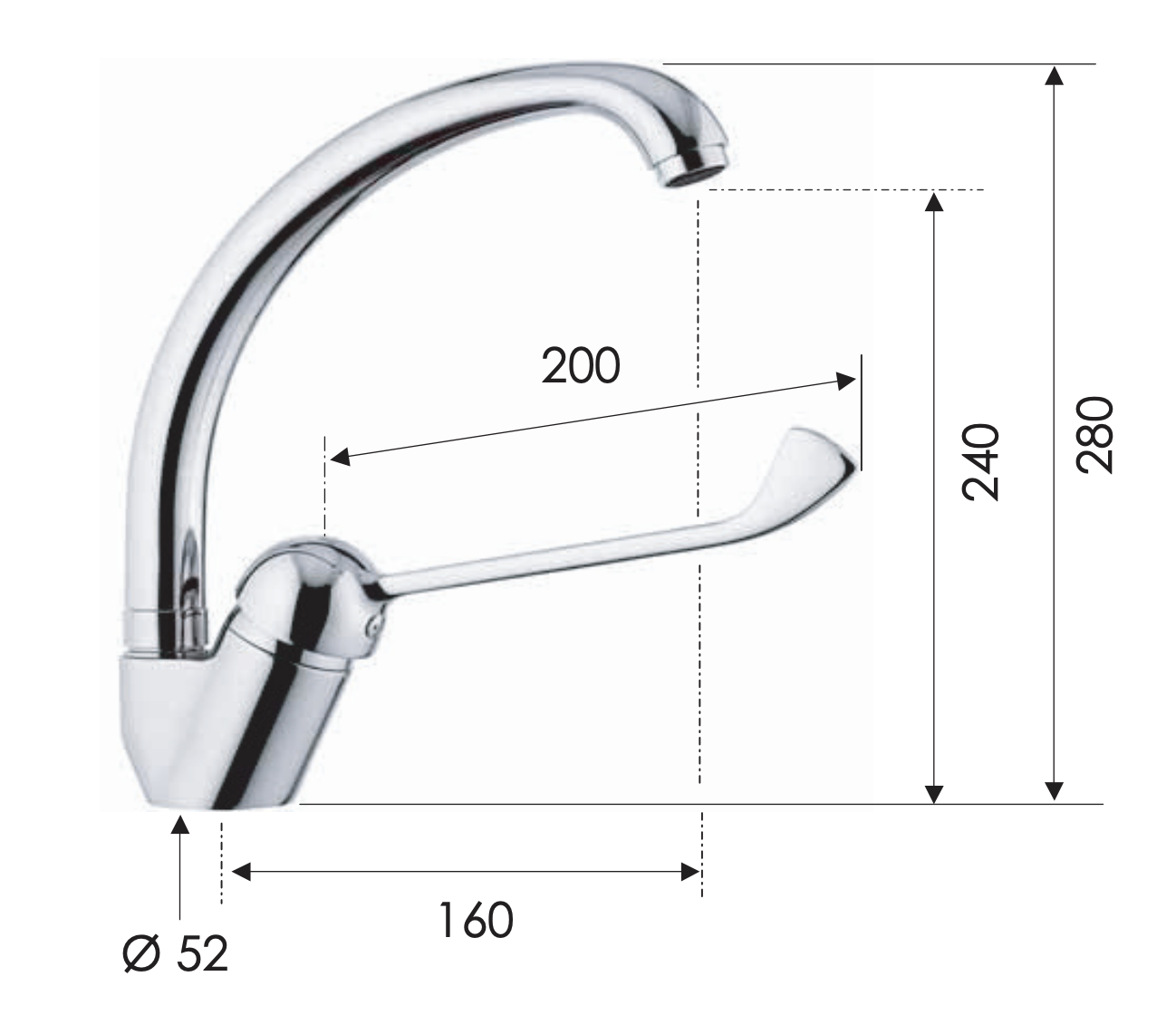 Remer Kiss Смеситель для раковины, без донного клапана, высота излива 24 см, цвет: cromo K42LL