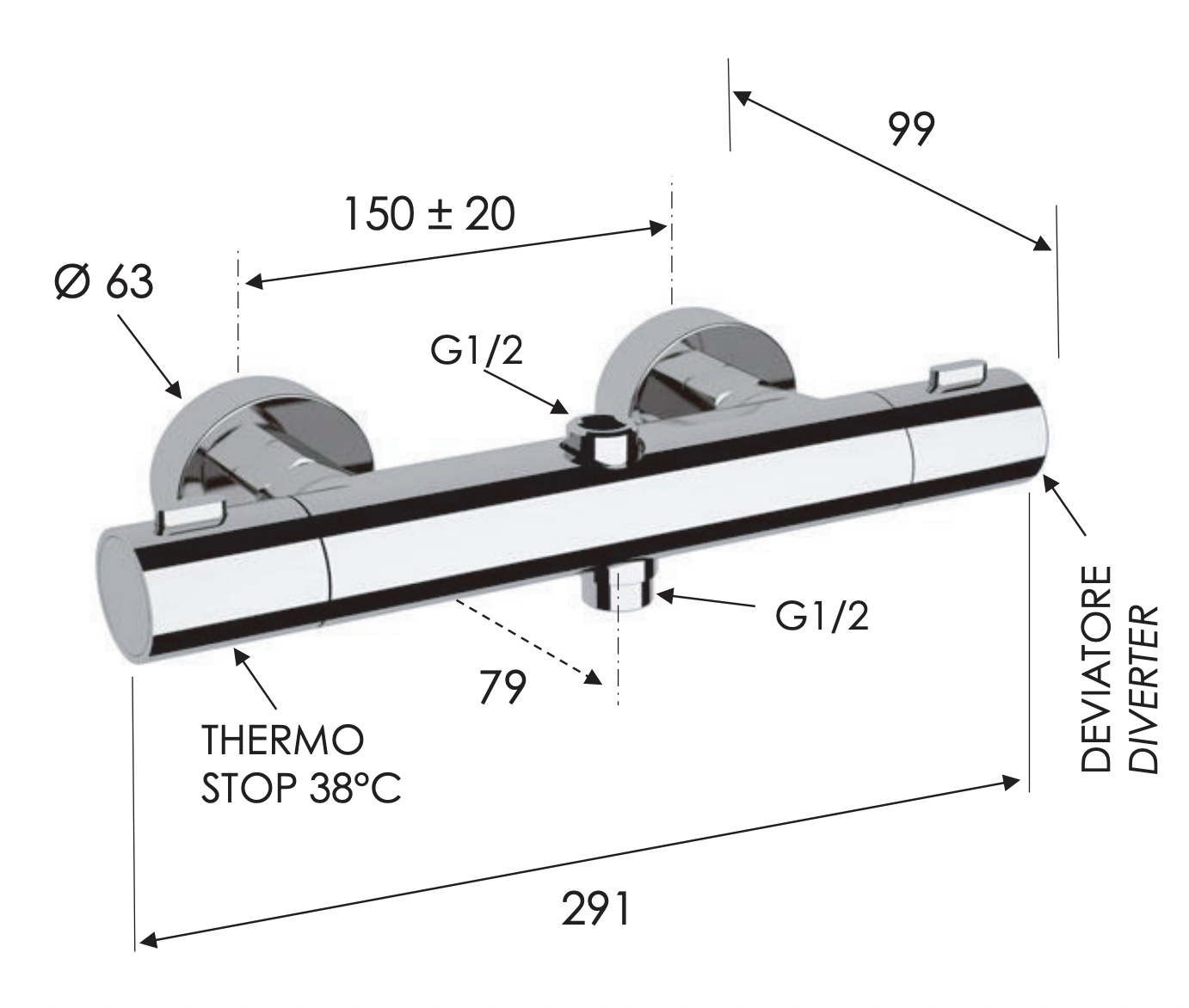 Remer Elegance Смеситель для ванны с душем, цвет: cromo EQ32