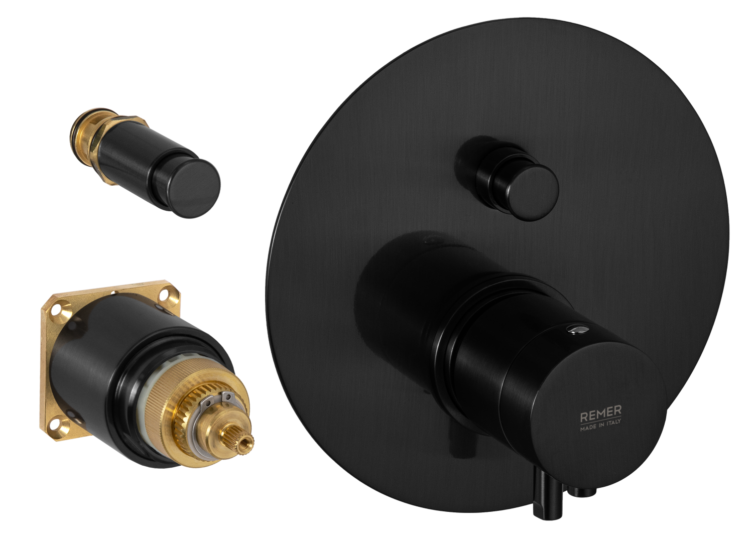 Remer Elegance Термостат для ванны встраиваемый, 2 потребителя, цвет: cromo nero spazzolato NT09KBCFP