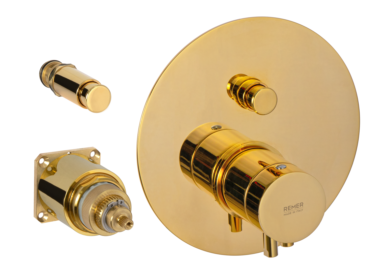 Remer Elegance Термостат для ванны встраиваемый на 2 потребителя, внешняя часть, цвет: oro lucido NT09KBDO