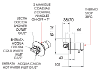 Remer Elegance Термостат для душа встраиваемый, 1 потребитель, с скрытой частью, цвет: bianco opaco NT30BO