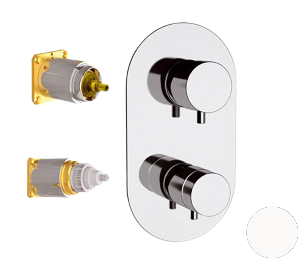 Remer Elegance Термостат для ванны встраиваемый на 2 потребителя, внешняя часть, цвет: bianco opaco NT92KBBO