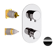 Remer Elegance Термостат для ванны встраиваемый, 2 потребителя, цвет: cromo nero spazzolato NT92KBCFP