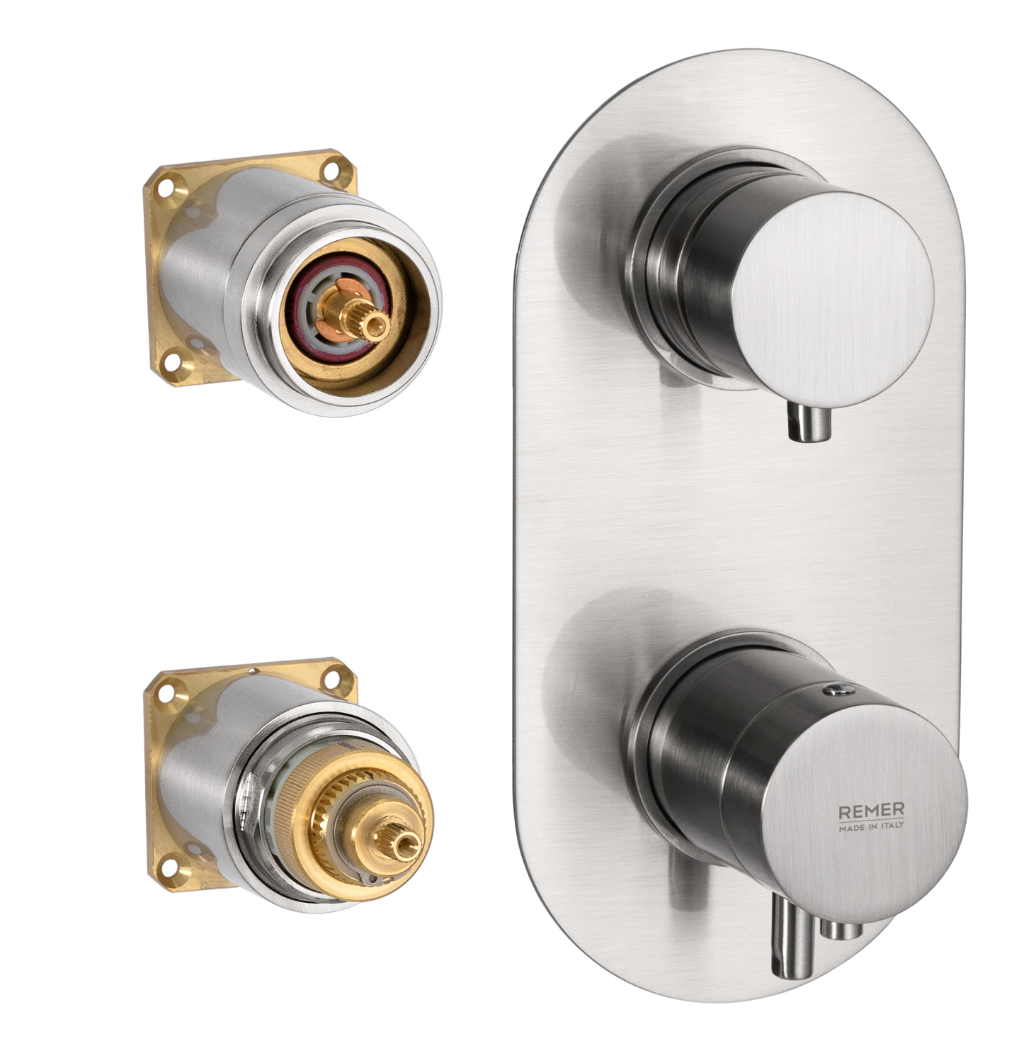 Remer Elegance Термостат для ванны встраиваемый, 2 потребителя, цвет: nichel spazzolato NT92KBNP