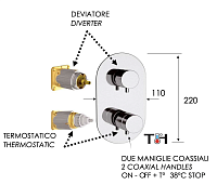 Remer Elegance Термостат для ванны встраиваемый, 2 потребителя, внешняя часть, цвет: vecchio ottone NT92KBVO