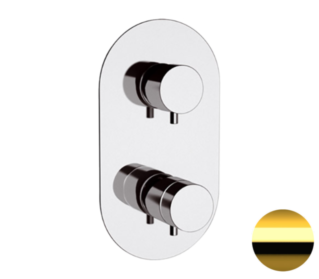 Remer Elegance Термостат для ванны встраиваемый, 3 потребителя, с скрытой частью, цвет: oro lucido NT93DO