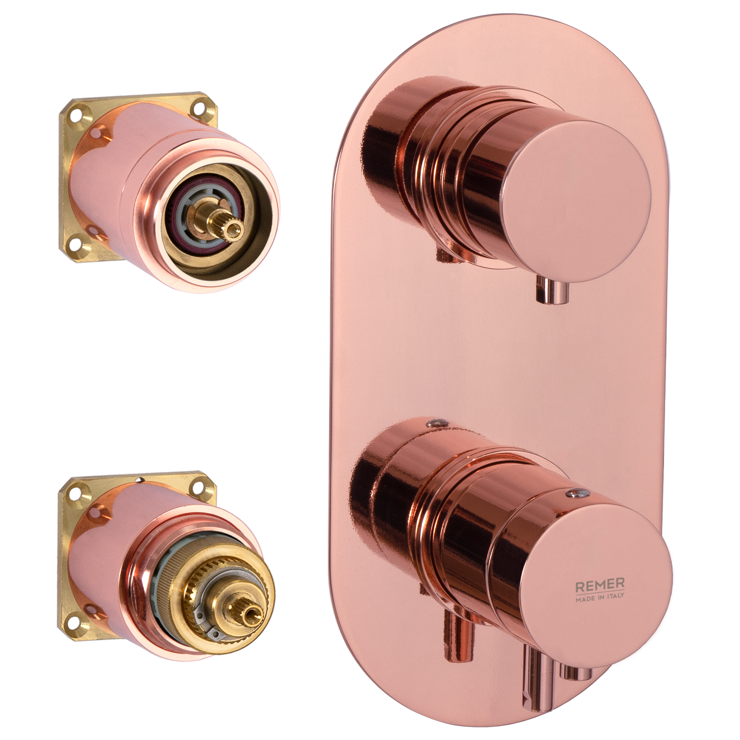 Remer Elegance Термостат для ванны встраиваемый на 3 потребителя, внешняя часть, цвет: rame lucido NT93KBRL