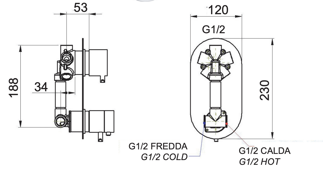 Remer Elegance Термостат для ванны встраиваемый, 5 потребителей, с встраиваемой частью, цвет: cromo NT95