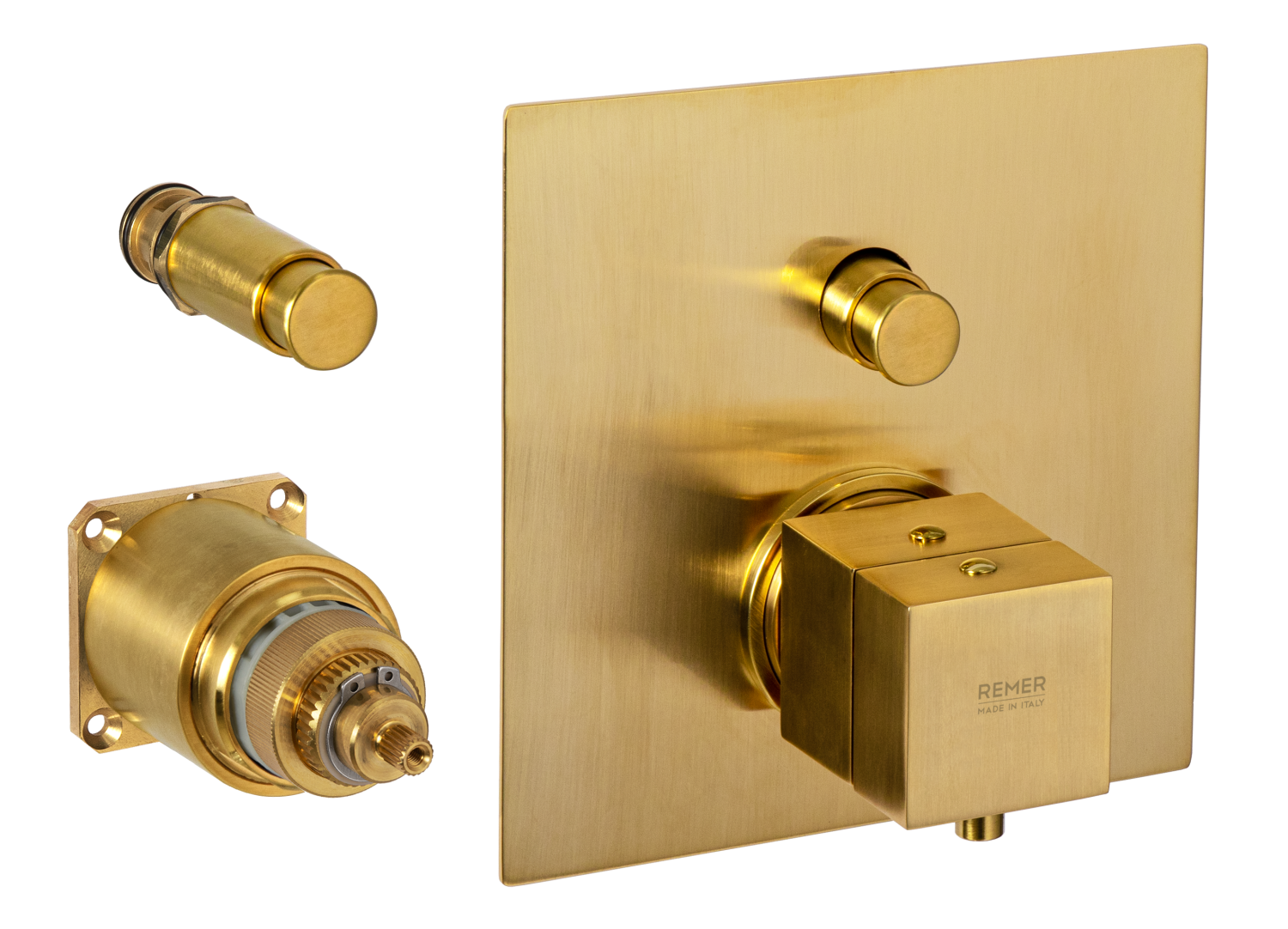 Remer Q-Elegance Термостат для ванны встраиваемый 2 потребителя, внешняя часть, цвет: oro spazzolato QT09KBBG