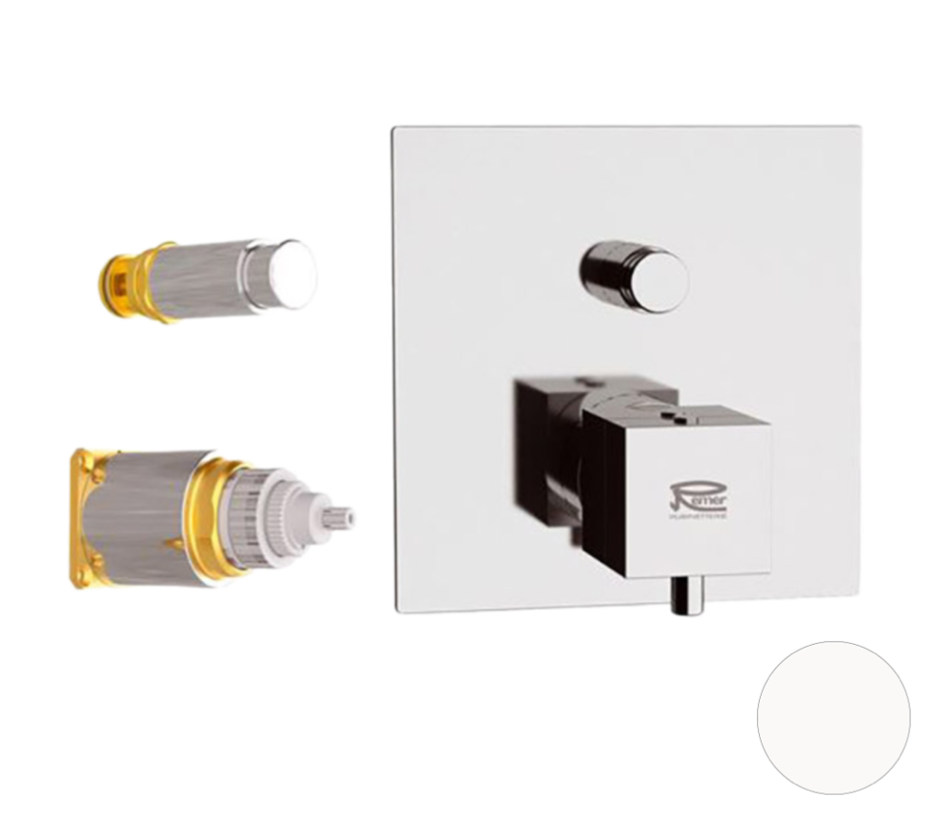 Remer Q-Elegance Термостат для ванны встраиваемый, 2 потребителя, внешняя часть, цвет: bianco opaco QT09KBBO