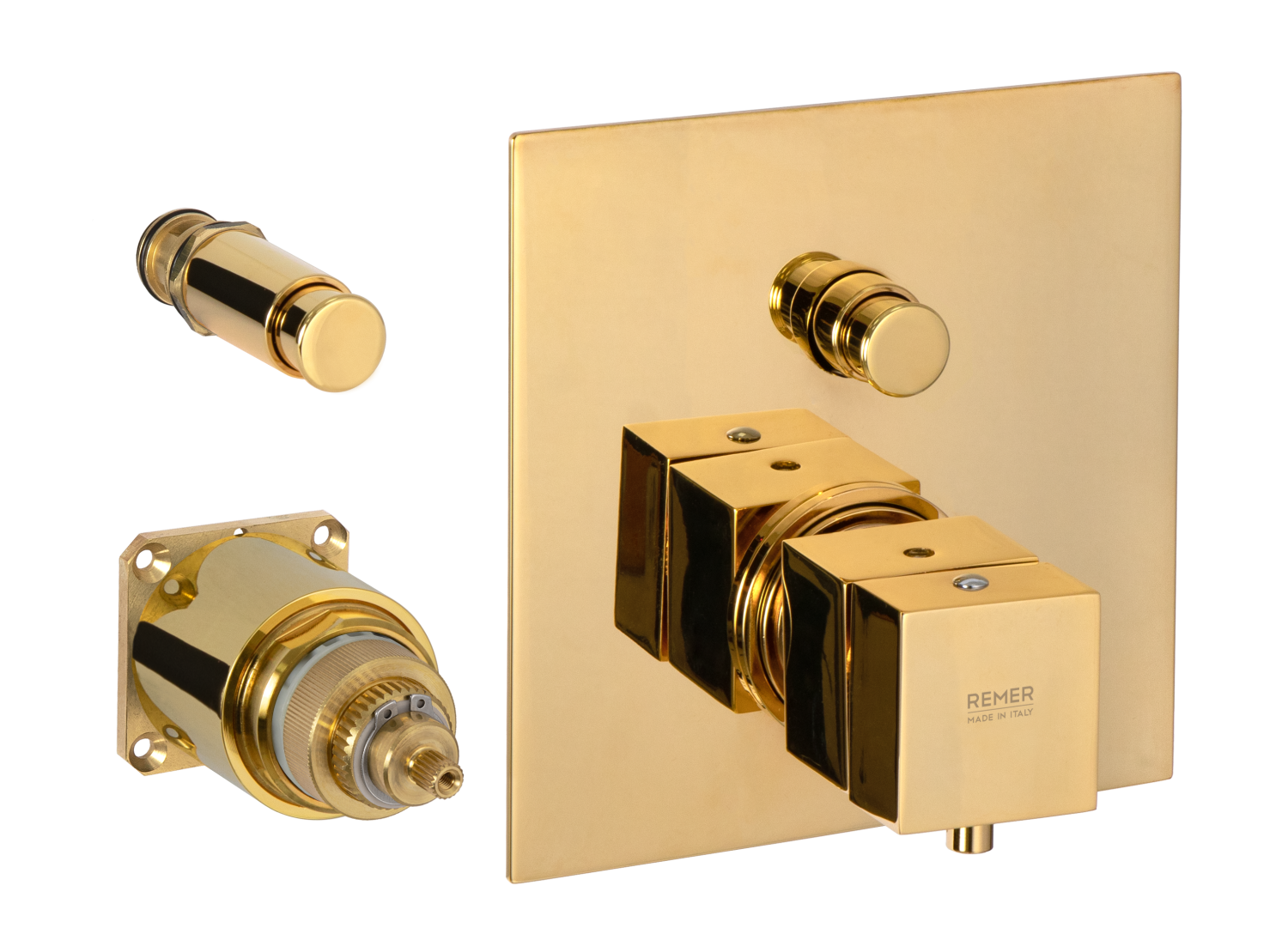 Remer Q-Elegance Термостат для ванны встраиваемый на 2 потребителя, внешняя часть, цвет: oro lucido QT09KBDO