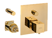 Remer Q-Elegance Термостат для ванны встраиваемый на 2 потребителя, внешняя часть, цвет: oro lucido QT09KBDO