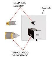 Remer Q-Elegance Термостат для ванны встраиваемый на 2 потребителя, внешняя часть, цвет: oro lucido QT09KBDO