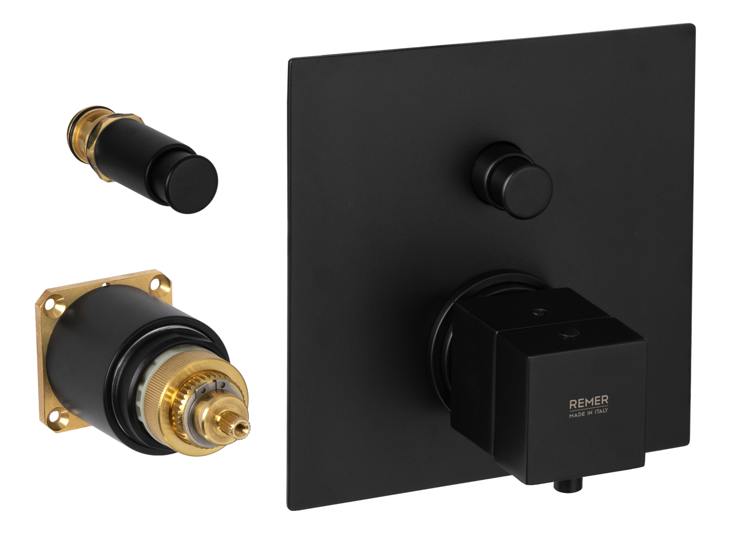 Remer Q-Elegance Термостат для ванны встраиваемый на 2 потребителя, внешняя часть, цвет: nero opaco QT09KBNO
