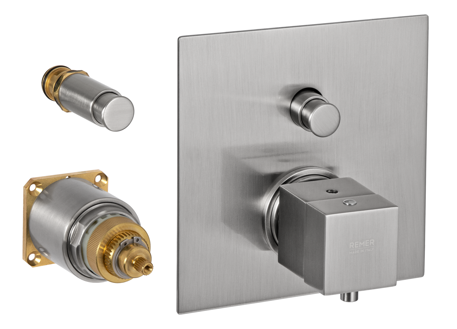 Remer Q-Elegance Термостат для ванны встраиваемый, 2 потребителя, цвет: nichel spazzolato QT09KBNP