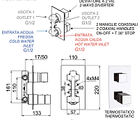 Remer Q-Elegance Термостат для ванны встраиваемый, 2 потребителя, с встраиваемой частью, цвет: cromo QT92