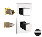 Remer Q-Elegance Термостат для ванны встраиваемый, 2 потребителя, цвет: cromo nero spazzolato QT92KBCFP