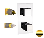 Remer Q-Elegance Термостат для ванны встраиваемый на 2 потребителя, внешняя часть, цвет: oro lucido QT92KBDO