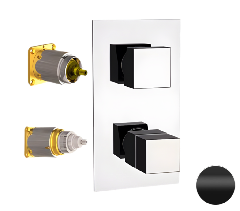 Remer Q-Elegance Термостат для ванны встраиваемый на 2 потребителя, внешняя часть, цвет: nero opaco QT92KBNO