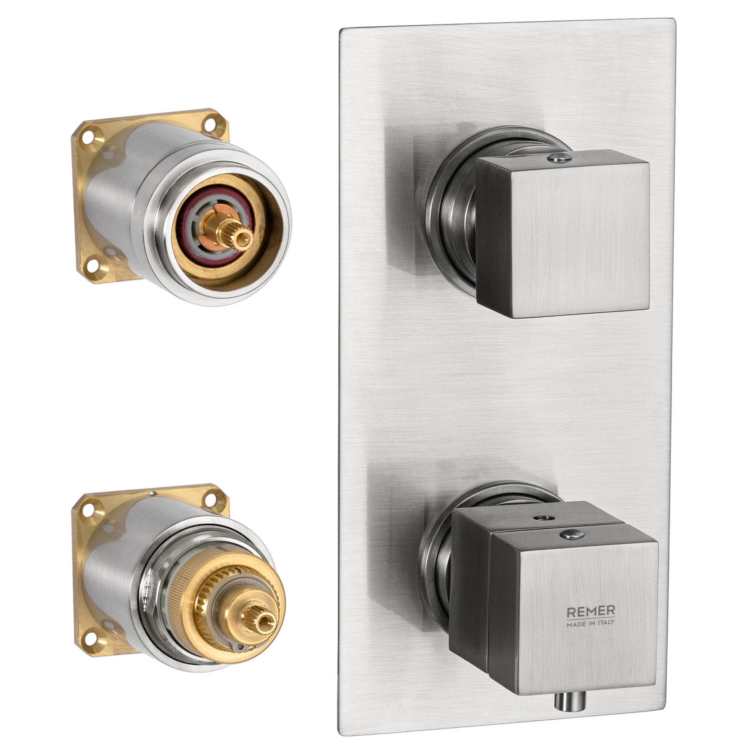 Remer Q-Elegance Термостат для ванны встраиваемый, 2 потребителя, цвет: nichel spazzolato QT92KBNP