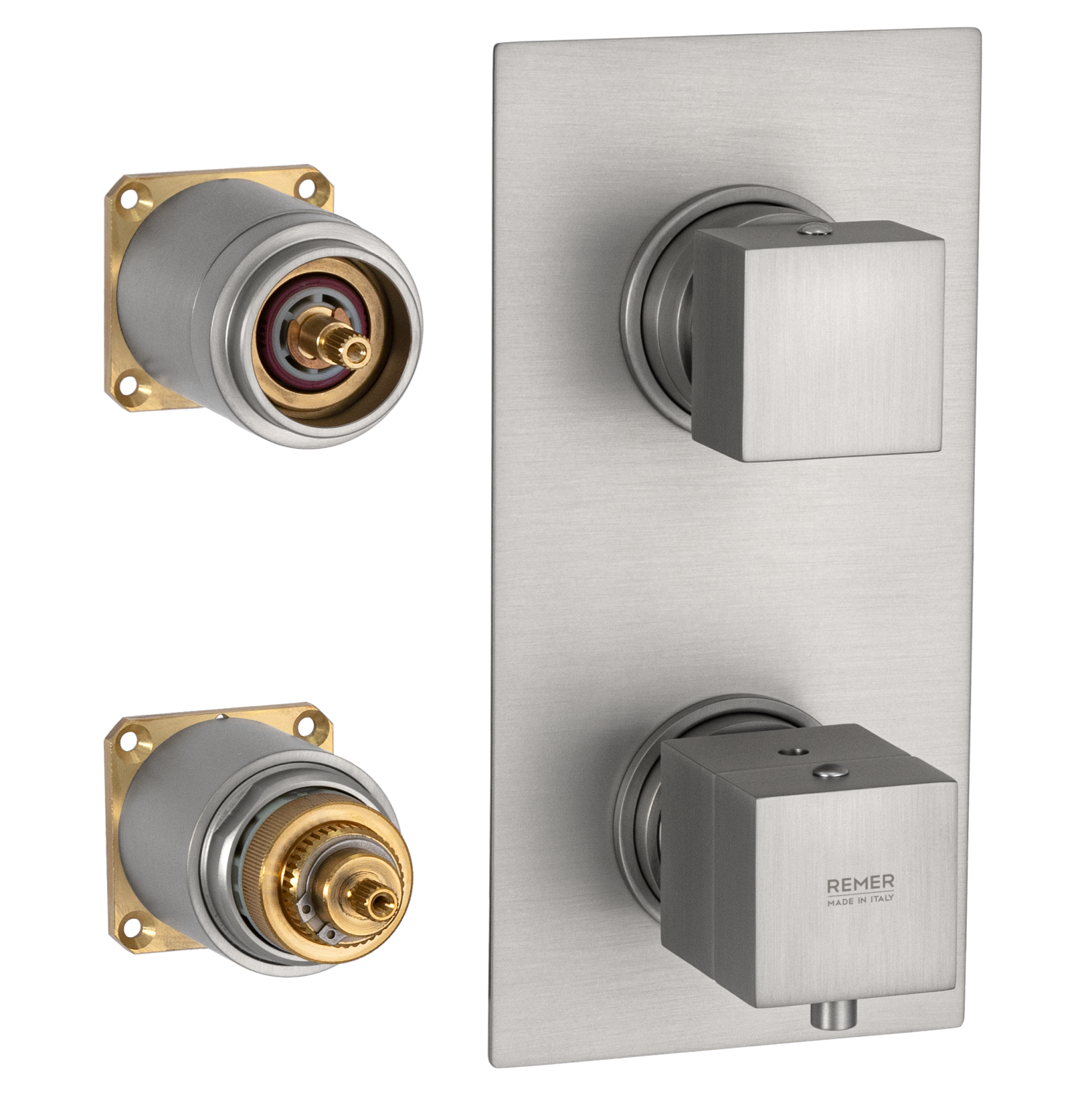 Remer Q-Elegance Термостат для ванны встраиваемый, 2 потребителя, цвет: nichel spazzolato opaco QT92KBNPO