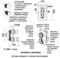 Remer Q-Elegance Термостат для ванны встраиваемый, 3 потребителя, с скрытой частью, цвет: cromo QT937