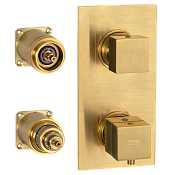 Remer Q-Elegance Термостат для ванны встраиваемый 3 потребителя, внешняя часть, цвет: oro spazzolato QT93KBBG