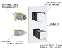Remer Q-Elegance Термостат для ванны встраиваемый, 3 потребителя, цвет: cromo nero spazzolato QT93KBCFP