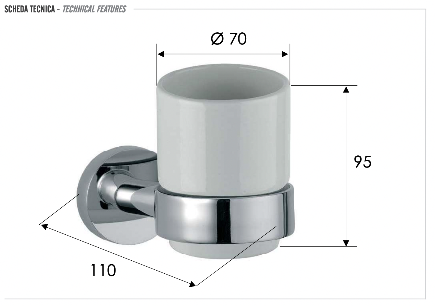 Remer Guest Стакан подвесной, керамический, цвет: nichel spazzolato opaco GS15NPO